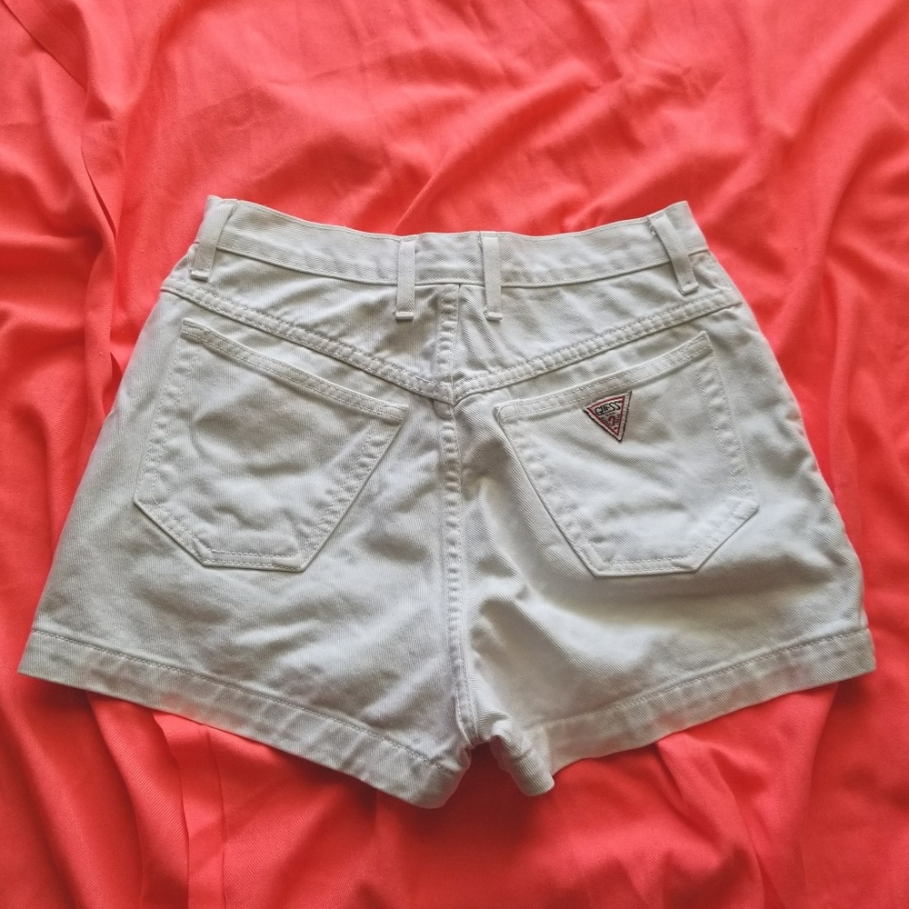 Vintage Guess White High-Waist Jean Shorts